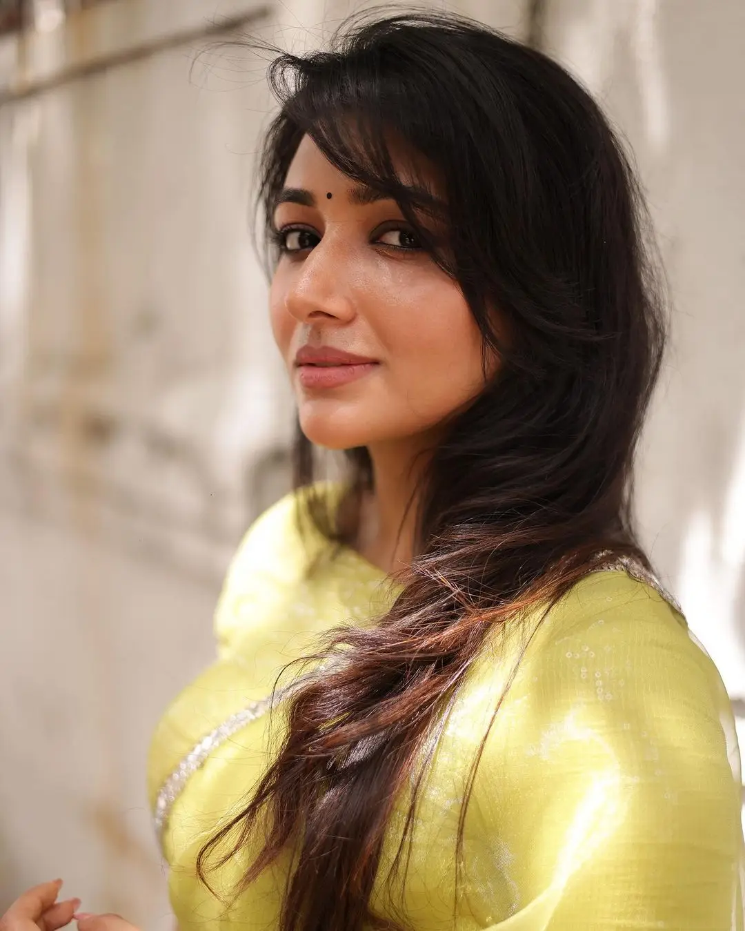 malayalam actress mirna menon in green saree blouse